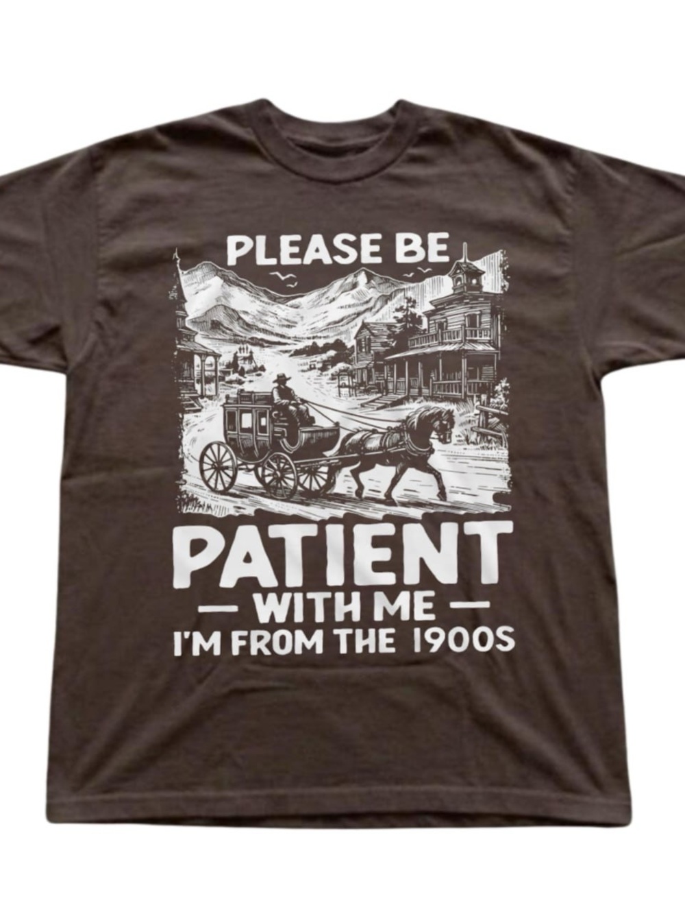 Brown Graphic Tee "Please Be Patient With Me"